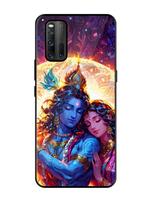 Radha Krishna Art Glossy Metal Phone Cover for Iqoo 3 Zapvi