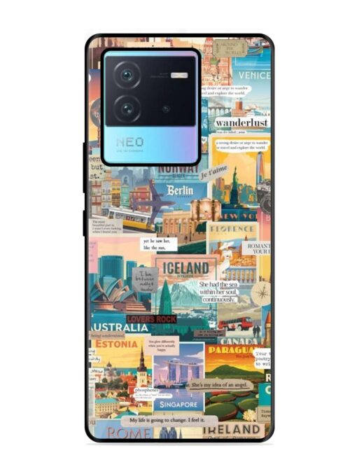 Travel Inspiration Collage Glossy Metal Phone Cover for Iqoo Neo 6 (5G) Zapvi