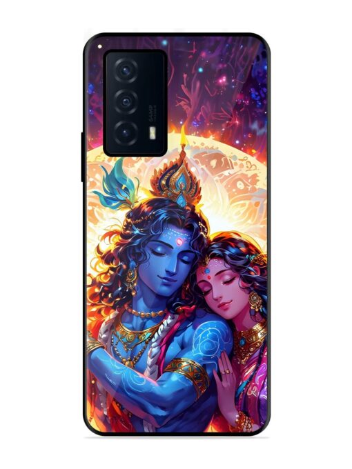 Radha Krishna Art Glossy Metal Phone Cover for Iqoo Z5 (5G) Zapvi