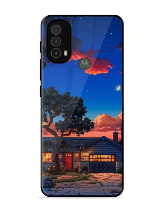 Serene Suburban Twilight Glossy Metal Phone Cover for Motorola Moto E40