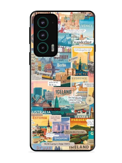 Travel Inspiration Collage Glossy Metal Phone Cover for Motorola Moto Edge 20