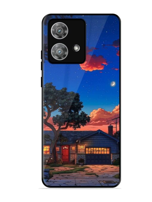 Serene Suburban Twilight Glossy Metal Phone Cover for Motorola Moto Edge 40 Neo Zapvi