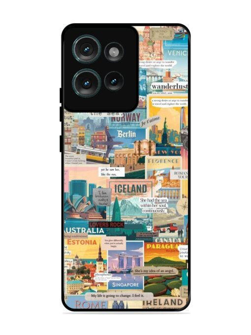 Travel Inspiration Collage Glossy Metal Phone Cover for Motorola Moto Edge 50 (5G)