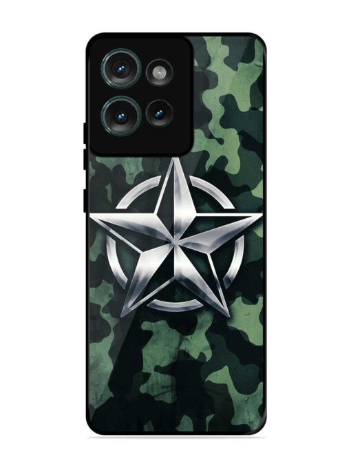 Indian Army Star Design Glossy Metal Phone Cover for Motorola Moto Edge 50 (5G)