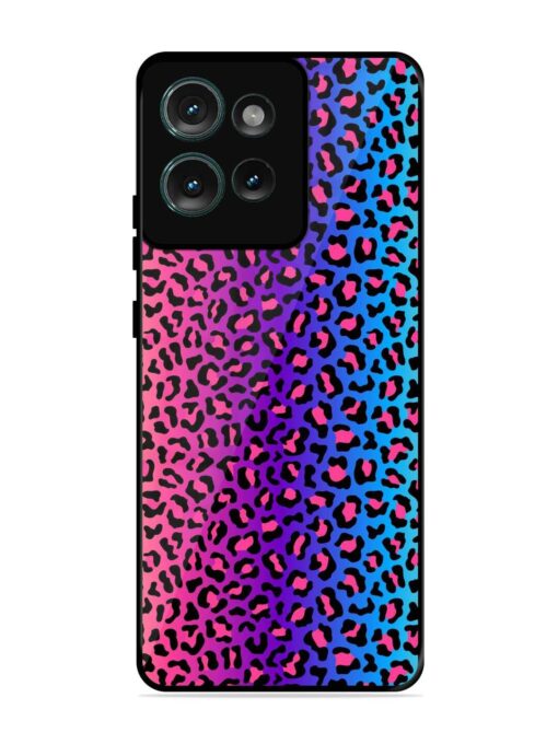 Colorful Leopard Seamless Glossy Metal Phone Cover for Motorola Moto Edge 50 (5G)