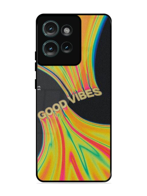 Good Vibes Glossy Metal Phone Cover for Motorola Moto Edge 50 (5G)