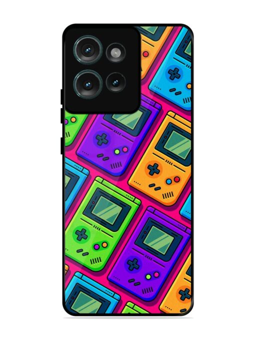 Game Seamless Pattern Glossy Metal Phone Cover for Motorola Moto Edge 50 (5G)