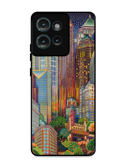 Cityscapes Art Glossy Metal Phone Cover for Motorola Moto Edge 50 (5G)