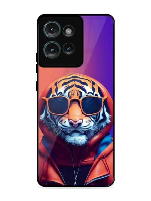 Tiger Animation Glossy Metal Phone Cover for Motorola Moto Edge 50 (5G)