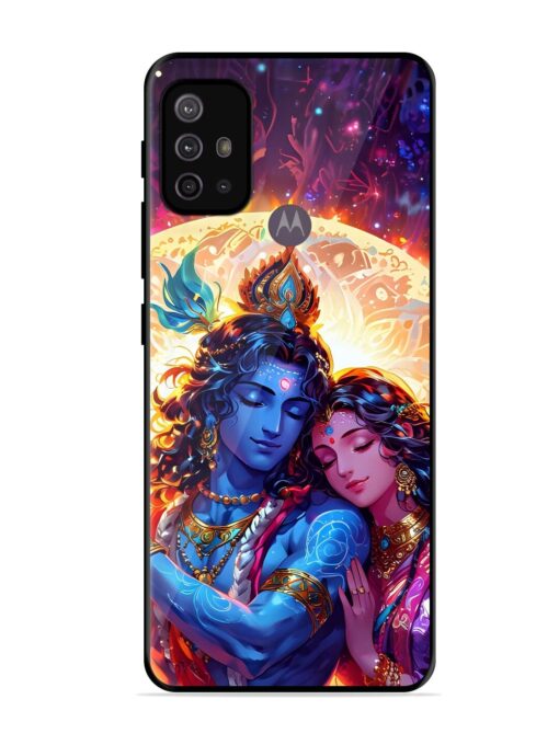 Radha Krishna Art Glossy Metal Phone Cover for Motorola Moto G30