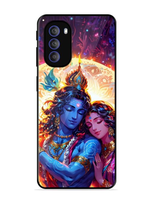 Radha Krishna Art Glossy Metal Phone Cover for Motorola Moto G51 (5G)