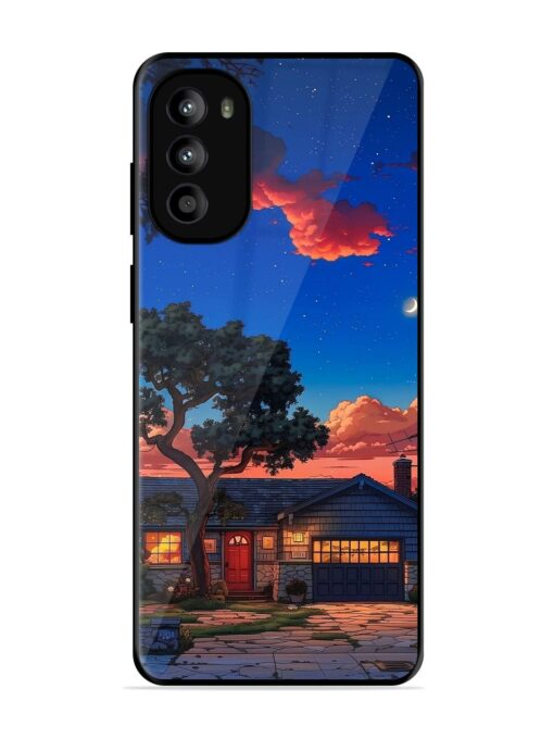 Serene Suburban Twilight Glossy Metal Phone Cover for Motorola Moto G62 (5G) Zapvi