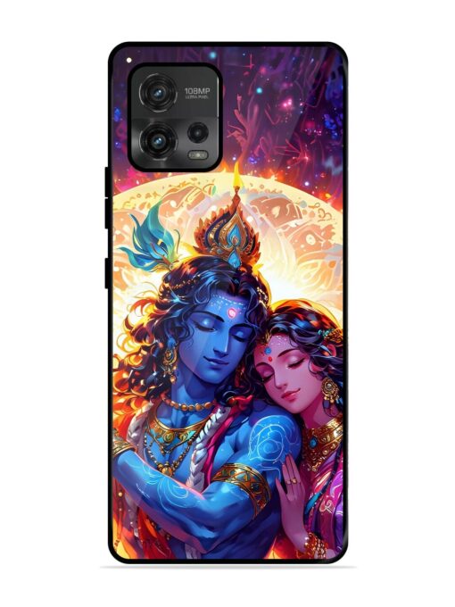 Radha Krishna Art Glossy Metal Phone Cover for Motorola Moto G72