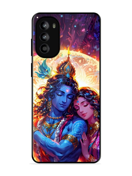 Radha Krishna Art Glossy Metal Phone Cover for Motorola Moto G82 (5G)