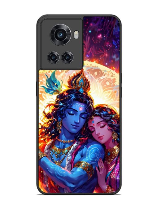 Radha Krishna Art Glossy Metal Phone Cover for Oneplus 10R (5G) Zapvi