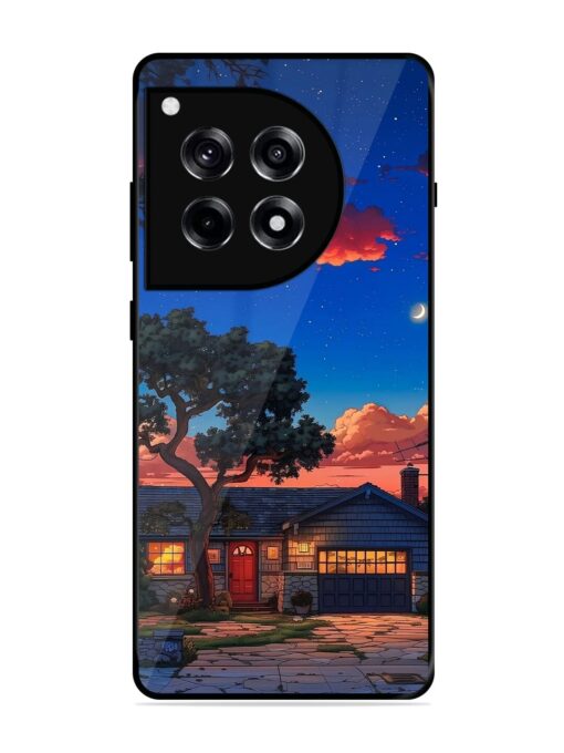 Serene Suburban Twilight Glossy Metal Phone Cover for Oneplus 12R (5G) Zapvi