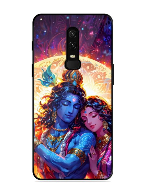 Radha Krishna Art Glossy Metal Phone Cover for Oneplus 6