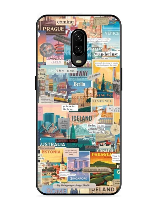 Travel Inspiration Collage Glossy Metal Phone Cover for Oneplus 6T Zapvi