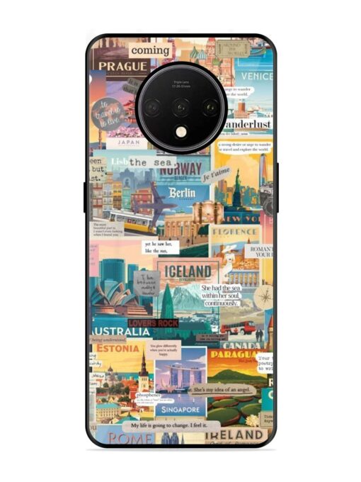 Travel Inspiration Collage Glossy Metal Phone Cover for Oneplus 7T Zapvi