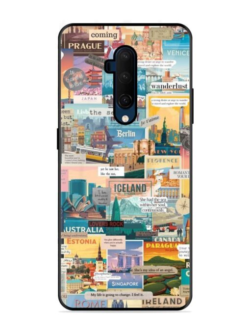 Travel Inspiration Collage Glossy Metal Phone Cover for Oneplus 7T Pro Zapvi