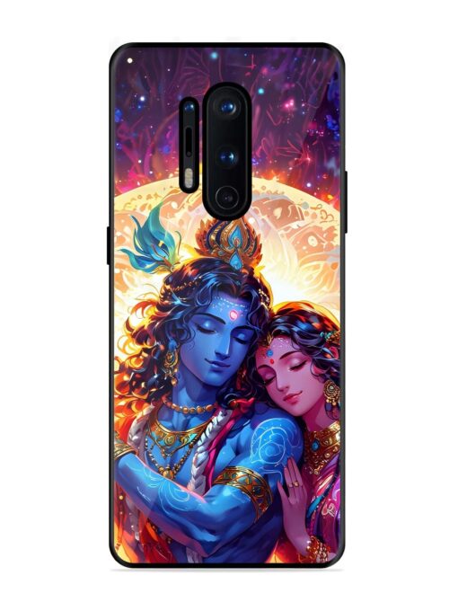 Radha Krishna Art Glossy Metal Phone Cover for Oneplus 8 Pro Zapvi