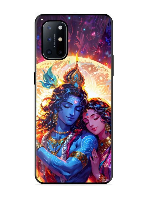 Radha Krishna Art Glossy Metal Phone Cover for Oneplus 8T (5G) Zapvi