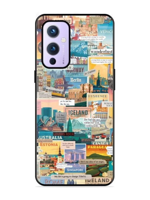 Travel Inspiration Collage Glossy Metal Phone Cover for Oneplus 9 (5G) Zapvi