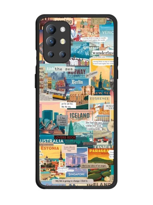 Travel Inspiration Collage Glossy Metal Phone Cover for Oneplus 9R (5G) Zapvi