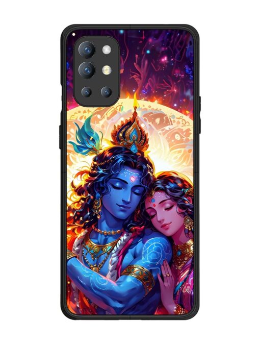 Radha Krishna Art Glossy Metal Phone Cover for Oneplus 9R (5G) Zapvi