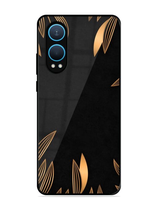 Golden Leaf Pattern Glossy Metal Phone Cover for Oneplus Nord Ce 4 Lite (5G) Zapvi