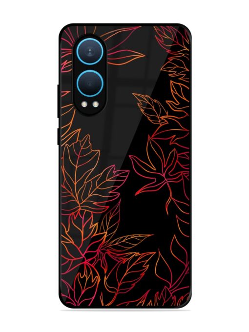 Red Floral Pattern Glossy Metal Phone Cover for Oneplus Nord Ce 4 Lite (5G)