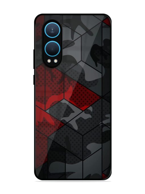 Red And Grey Pattern Glossy Metal Phone Cover for Oneplus Nord Ce 4 Lite (5G)