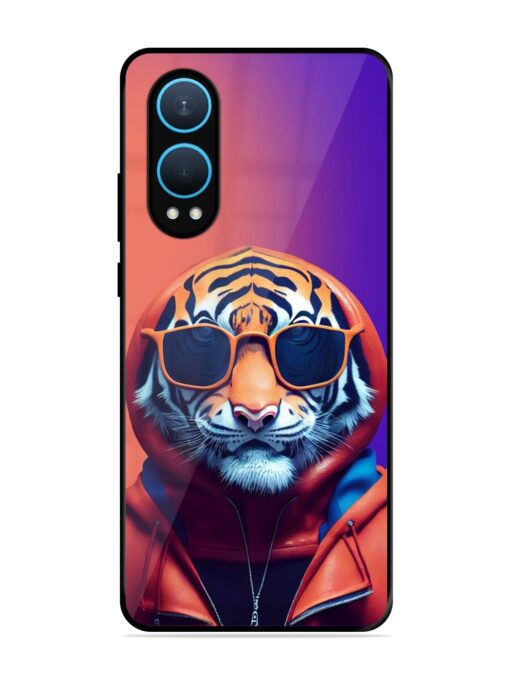 Tiger Animation Glossy Metal Phone Cover for Oneplus Nord Ce 4 Lite (5G)