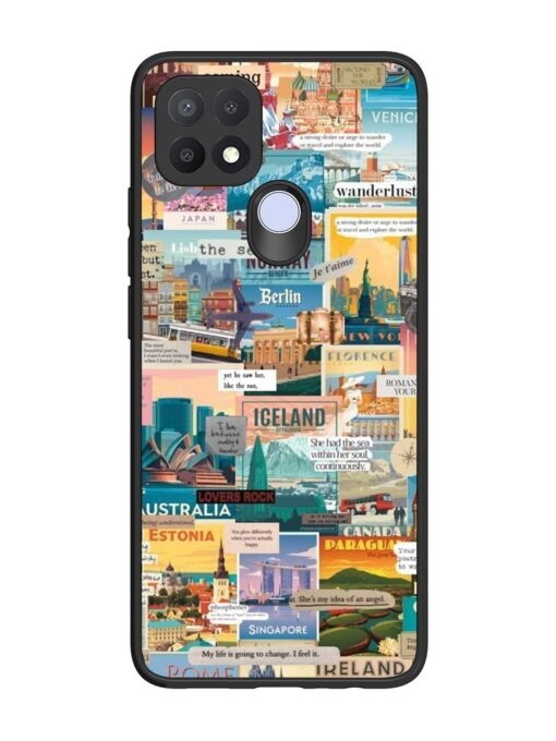 Travel Inspiration Collage Glossy Metal Phone Cover for Oppo A15 Zapvi