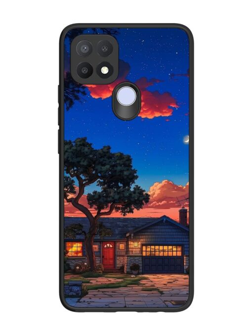 Serene Suburban Twilight Glossy Metal Phone Cover for Oppo A15 Zapvi