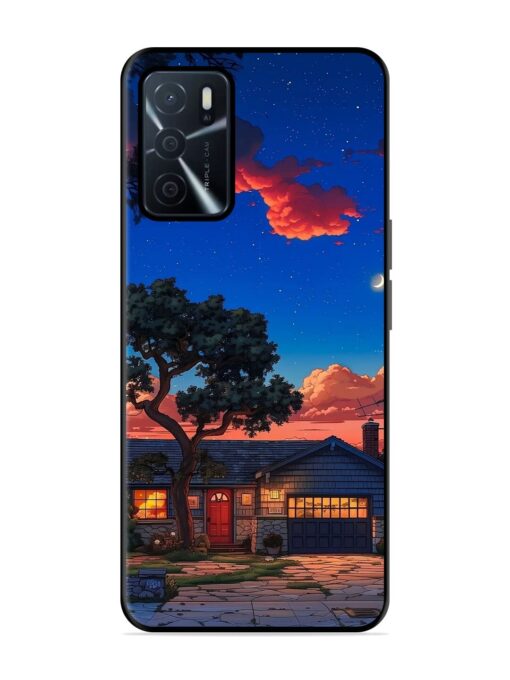 Serene Suburban Twilight Glossy Metal Phone Cover for Oppo A16