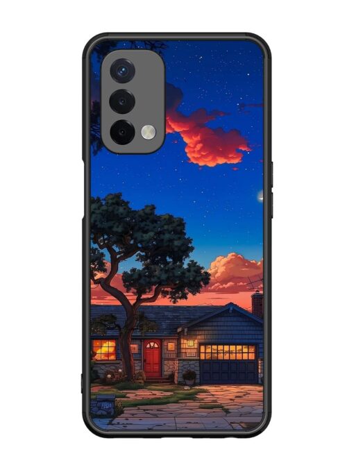 Serene Suburban Twilight Glossy Metal Phone Cover for Oppo A74 (5G) Zapvi