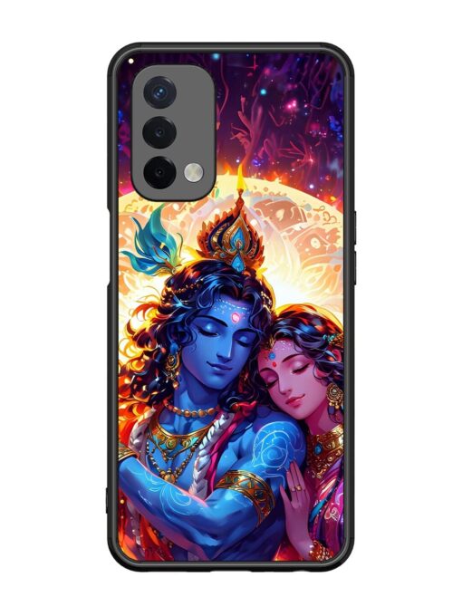 Radha Krishna Art Glossy Metal Phone Cover for Oppo A74 (5G)