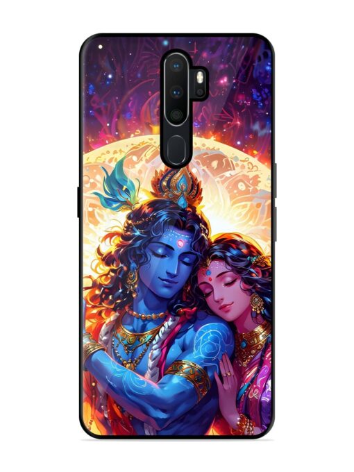 Radha Krishna Art Glossy Metal Phone Cover for Oppo A9