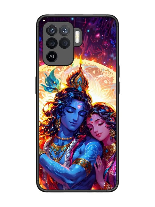 Radha Krishna Art Glossy Metal Phone Cover for Oppo F19 Pro