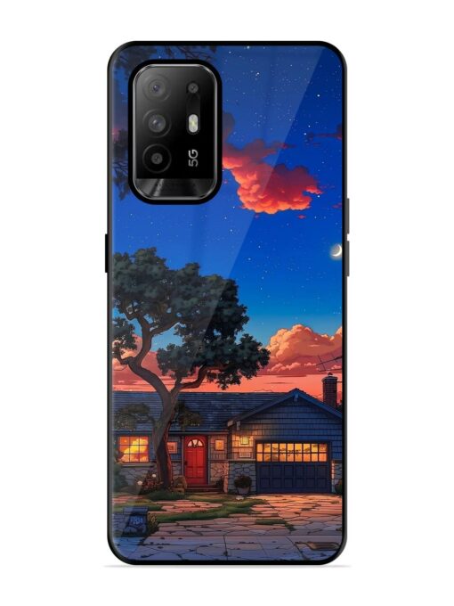 Serene Suburban Twilight Glossy Metal Phone Cover for Oppo F19 Pro Plus