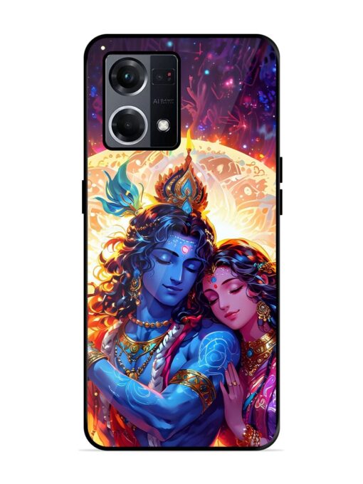 Radha Krishna Art Glossy Metal Phone Cover for Oppo F21S Pro (4G) Zapvi