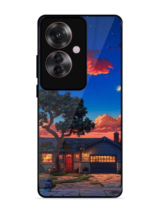 Serene Suburban Twilight Glossy Metal Phone Cover for Oppo F25 Pro (5G) Zapvi