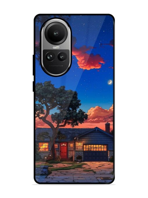 Serene Suburban Twilight Glossy Metal Phone Cover for Oppo Reno 10 (5G) Zapvi