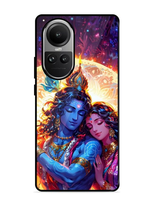 Radha Krishna Art Glossy Metal Phone Cover for Oppo Reno 10 (5G) Zapvi