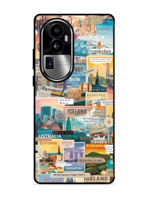 Travel Inspiration Collage Glossy Metal Phone Cover for Oppo Reno 10 Pro Plus (5G) Zapvi