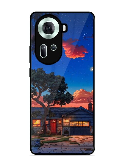 Serene Suburban Twilight Glossy Metal Phone Cover for Oppo Reno 11 (5G) Zapvi