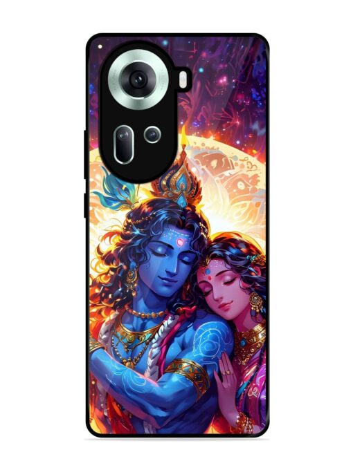 Radha Krishna Art Glossy Metal Phone Cover for Oppo Reno 11 (5G)