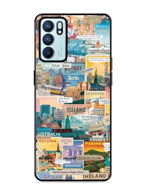 Travel Inspiration Collage Glossy Metal Phone Cover for Oppo Reno 6 (5G) Zapvi