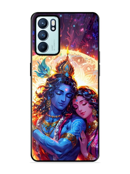 Radha Krishna Art Glossy Metal Phone Cover for Oppo Reno 6 (5G) Zapvi